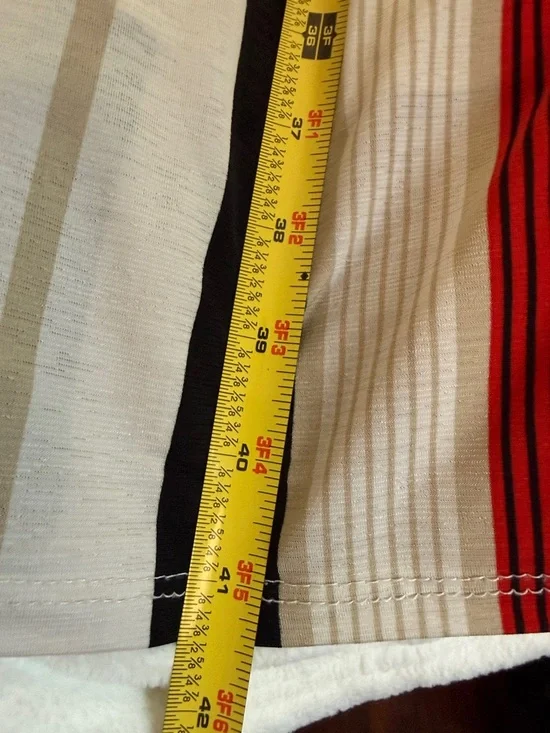 Fashion Nova Red Black Cream Striped Spaghetti-Strap Midi Dress - Picture 7 of 9